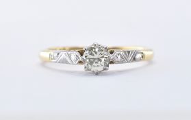 18CT ART DECO GOLD AND PLATINUM DIAMOND RING