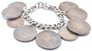SILVER COMMEORATIVE CROWN COIN BRACELET