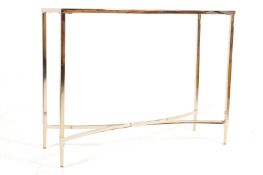 RETRO VINTAGE LATE 20TH CENTURY CHROME AND GLASS CONSOLE TABLE
