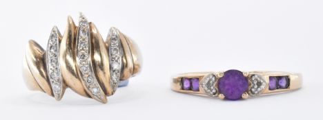 TWO 9CT GOLD & DIAMOND RINGS