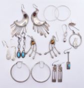 ASSORTMENT OF SILVER EARRINGS