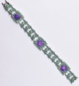 1920'S BERNARD INSTONE ENAMELLED SILVER & AMETHYST BRACELET