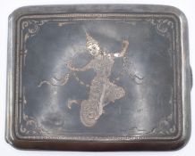 THAI SILVER NIELLO WORK CIGARETTE CASE