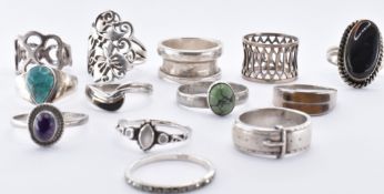 ASSORTMENT OF SILVER RINGS