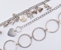 TWO SILVER BRACELETS & CHOKER NECKLACE