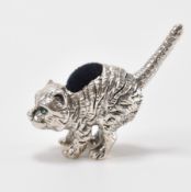 SILVER STARTLED CAT PIN CUSHION