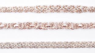 THREE SILVER BYZANTINE LINK NECKLACE CHAINS