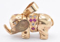 9CT GOLD & RUBY ELEPHANT PENDANT