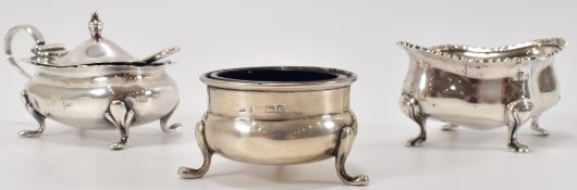 THREE SILVER HALLMARKED TABLE CRUETS