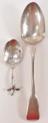 GEORGE III SILVER SERVING SPOON & VICTORIAN SILVER CADDY SPOON