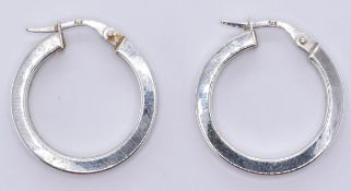 PAIR OF 9CT WHITE GOLD HOOP EARRINGS