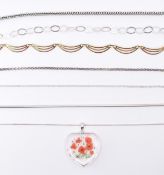 GROUP OF SILVER NECKLACES & CHAINS