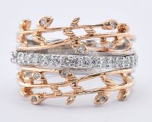 18CT GOLD & DIAMOND FOLIATE RING