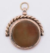 VICTORIAN 9CT GOLD BLOODSTONE SWIVEL FOB