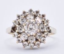 HALLMARKED 9CT GOLD & CZ CLUSTER RING