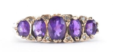 9CT GOLD AMETHYST FIVE STONE RING