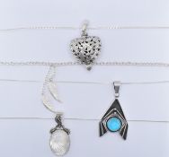 COLLECTION OF SILVER PENDANT NECKLACES