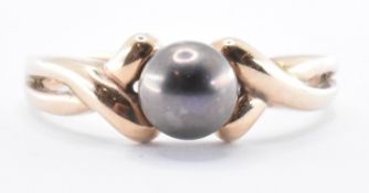 9CT GOLD & PEARL CROSSOVER RING