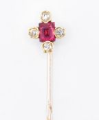 GOLD RUBY & DIAMOND STICK PIN