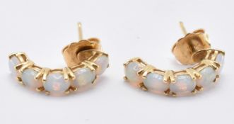 18CT GOLD & OPAL HOOP EARRINGS