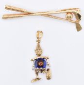 9CT GOLD CLOWN PENDANT & GOLF CLUB TIE CLIP