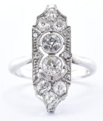 18CT WHITE GOLD & DIAMOND PANEL RING