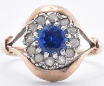 9CT GOLD BLUE AND WHITE STONE RING