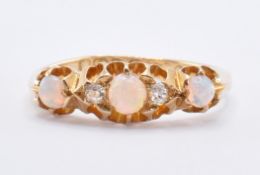 VICTORIAN 18CT GOLD OPAL & DIAMOND RING