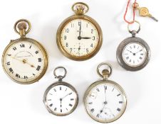 GROUP OF SILVER & OTHER POCKET WATCHES