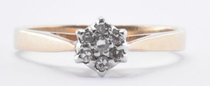 HALLMARKED 9CT GOLD DIAMOND CLUSTER RING