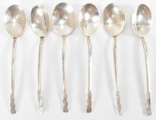 SIX MID CENTURY SILVER TEA SPOONS