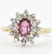9CT GOLD HALLMARKED RUBY & DIAMOND CLUSTER RING