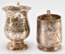 TWO 20TH CENTURY SILVER CHRISTENING CUPS