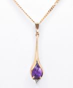 9CT GOLD & AMETHYST PENDANT NECKLACE