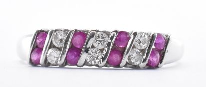 9CT WHITE GOLD RUBY & DIAMOND RING
