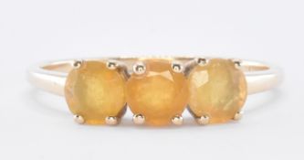 9CT GOLD & OPAL THREE STONE RING