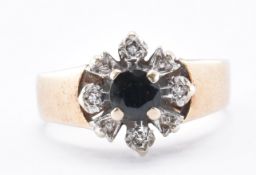 HALLMARKED 9CT GOLD SAPPHIRE & DIAMOND RING