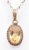 9CT GOLD & CITRINE PENDANT NECKLACE