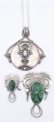 SILVER SUARTI PENDANT AND MEXICAN MAYAN BROOCH