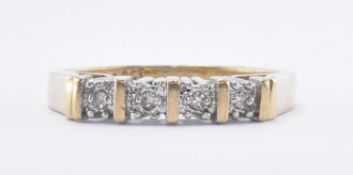 9CT GOLD AND DIAMOND FOUR STONE RING