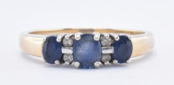 9CT GOLD SAPPHIRE & DIAMOND RING
