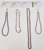 FOUR SPINEL & GARNET GEMSTONE NECKLACES
