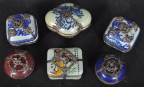 SIX VINTAGE 20TH CENTURY CHINESE ORIENTAL TRINKET POTS