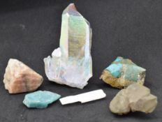 CRYSTAL MINERAL SPECIMENS QUARTZ TURQUOISE SILLIMANITE CHIASTOLITE