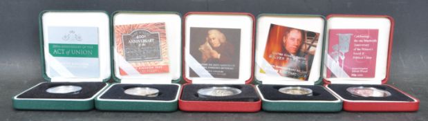 COLLECTION OF FIVE SILVER PROOF COINS