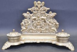 20TH CENTURY BRASS ROCOCO STYLE INKWELL