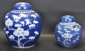 TWO 19TH CENTURY CHINESE ORIENTAL PRUNUS GINGER JARS