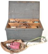 19TH CENTURY VICTORIAN EBONISED TOOL CHEST COMPLETE WITH TOOLS