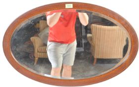 EDWARDIAN MAHOGANY INLAID WALL HANGING MIRROR