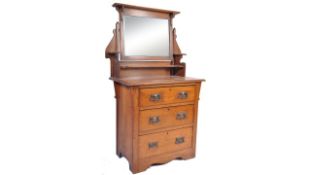 1930'S ARTS & CRAFTS OAK PEDESTAL DRESSING TABLE CHEST